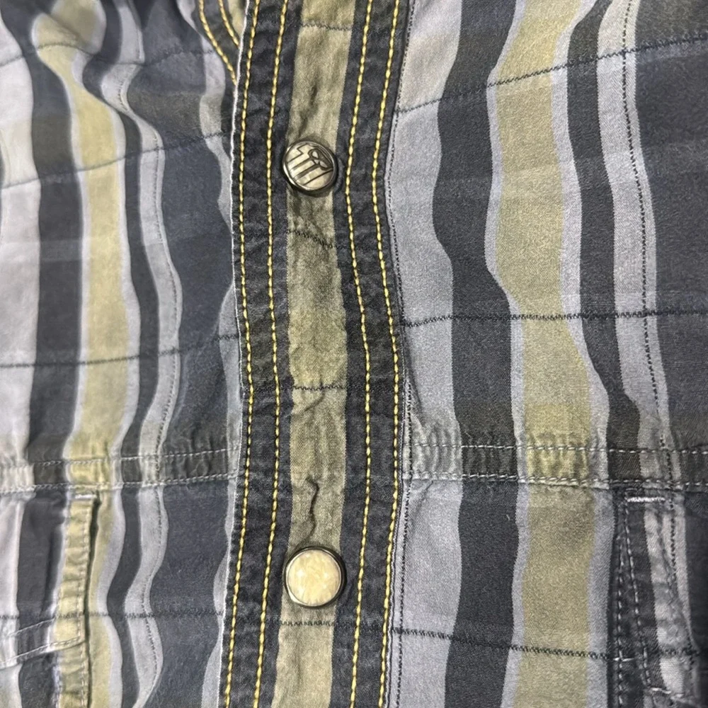 Harley-Davidson Men's Green and Gray Plaid Shirt - Picture 5 of 12